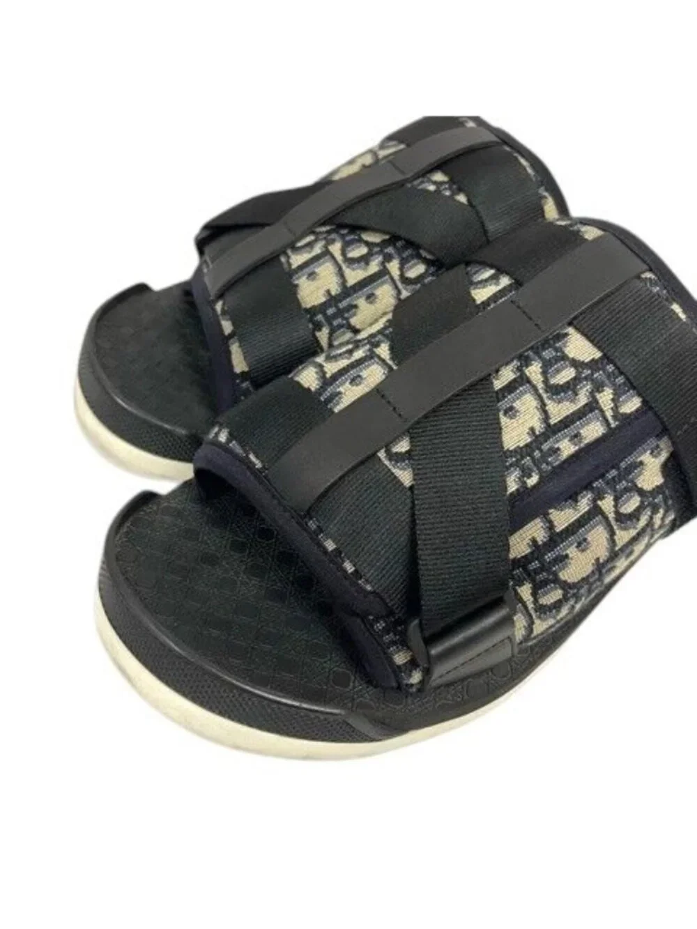 Dior Alpha Sandals Oblique Jacquard Logo 44 Navy Black